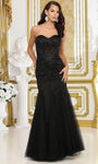 Sophisticated Strapless Mermaid Floor Length Corset Natural Waistline Lace-Up Jeweled Sweetheart Prom Dress