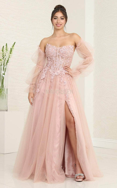 A-line Strapless Corset Natural Waistline Sweetheart Illusion Slit Applique Beaded Sheer Sheer Long Sleeves Lace Prom Dress with a Brush/Sweep Train