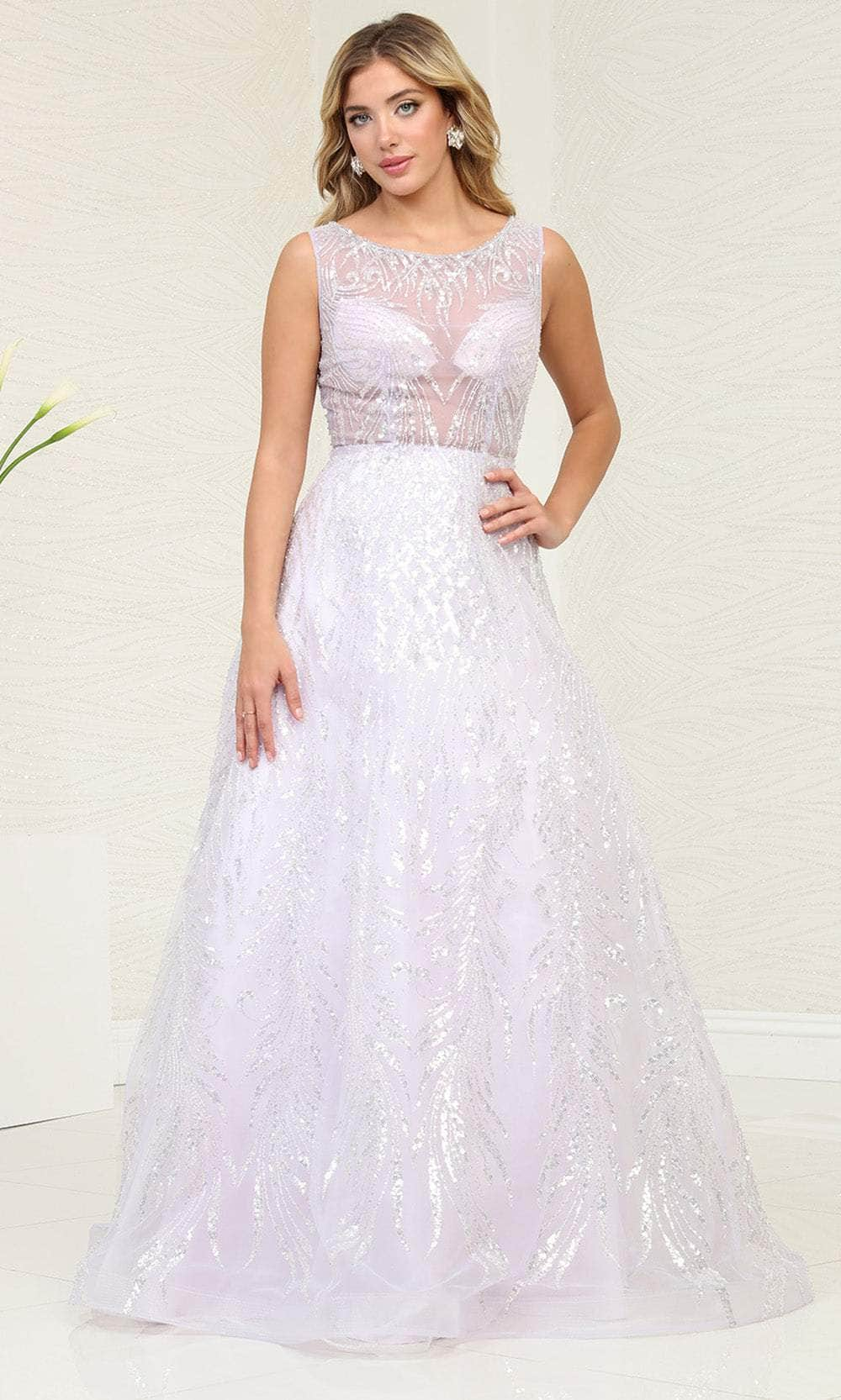 May Queen RQ8081 - Illusion Bodice Scoop Prom Gown
