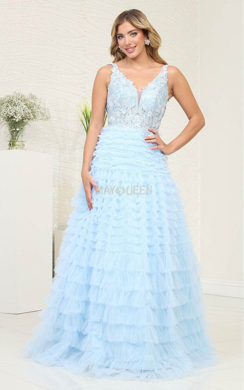 May Queen RQ8123 - Tiered A-Line Prom Dress
