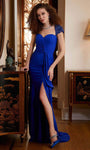 Sexy Mermaid Cap Sleeves Sweetheart Crepe Natural Waistline Cutout Asymmetric Ruched Hidden Back Zipper Gathered Keyhole Slit Beaded Evening Dress with a Brush/Sweep Train