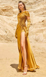 Floor Length Grecian Asymmetric Slit Fitted Beaded Ruched Sheath Natural Waistline Sheath Dress/Evening Dress with a Brush/Sweep Train