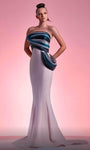 Strapless Pleated Fitted Back Zipper Floor Length Natural Waistline Straight Neck Mermaid Evening Dress with a Brush/Sweep Train