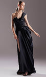 Sophisticated Sweetheart Sheath One Shoulder Slit Sequined Pleated Back Zipper Natural Waistline Sheath Dress