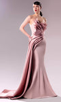 Sophisticated Strapless Draped Back Zipper Fitted Pleated Asymmetric Open-Back Natural Waistline Mermaid Crepe Dress