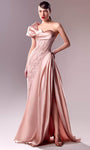 Sophisticated A-line One Shoulder Natural Waistline Beaded Fitted Draped Asymmetric Slit Lace Evening Dress