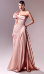 Sophisticated A-line Beaded Fitted Asymmetric Slit Draped Natural Waistline One Shoulder Lace Evening Dress