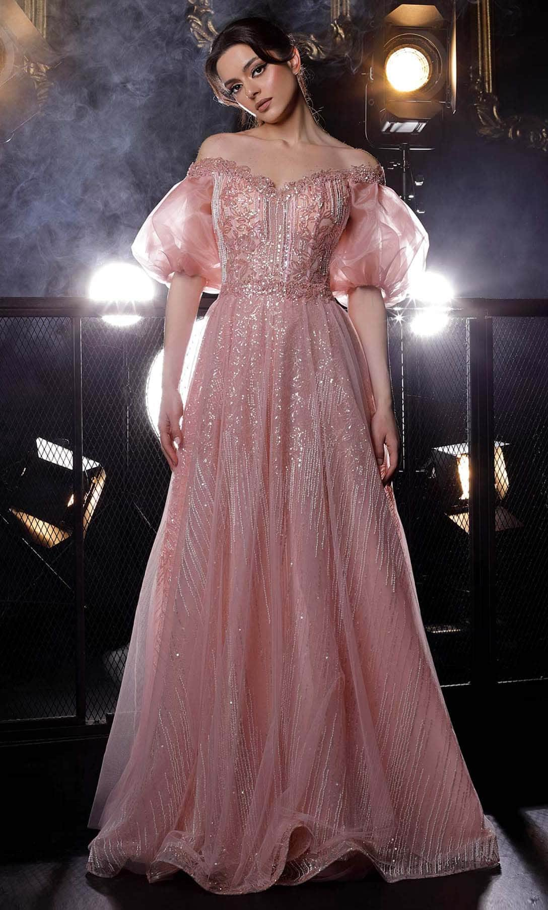 MNM Couture K3971 - Sheer Bell Sleeved Prom Gown
