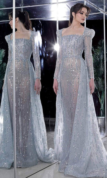 A-line Sequined Illusion Mesh Beaded Back Zipper Applique Fitted Long Sleeves Natural Waistline Sweetheart Straight Neck General Print Evening Dress/Prom Dress