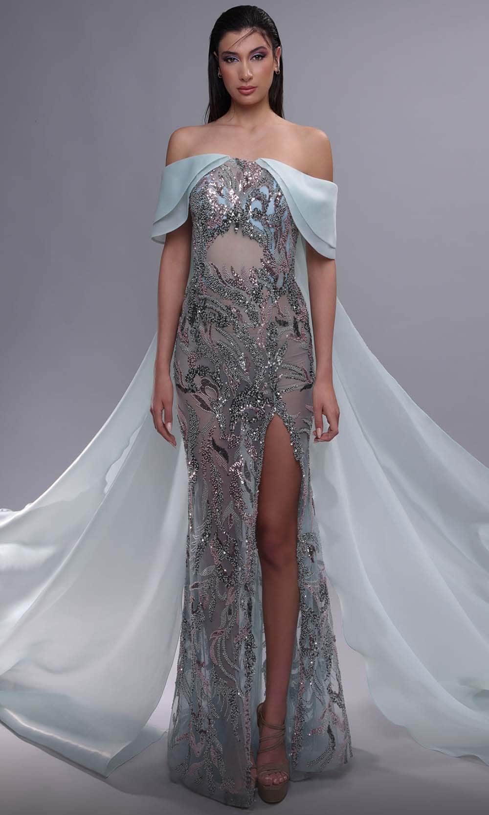 MNM Couture K4092 - Illusion Off Shoulder Evening Dress
