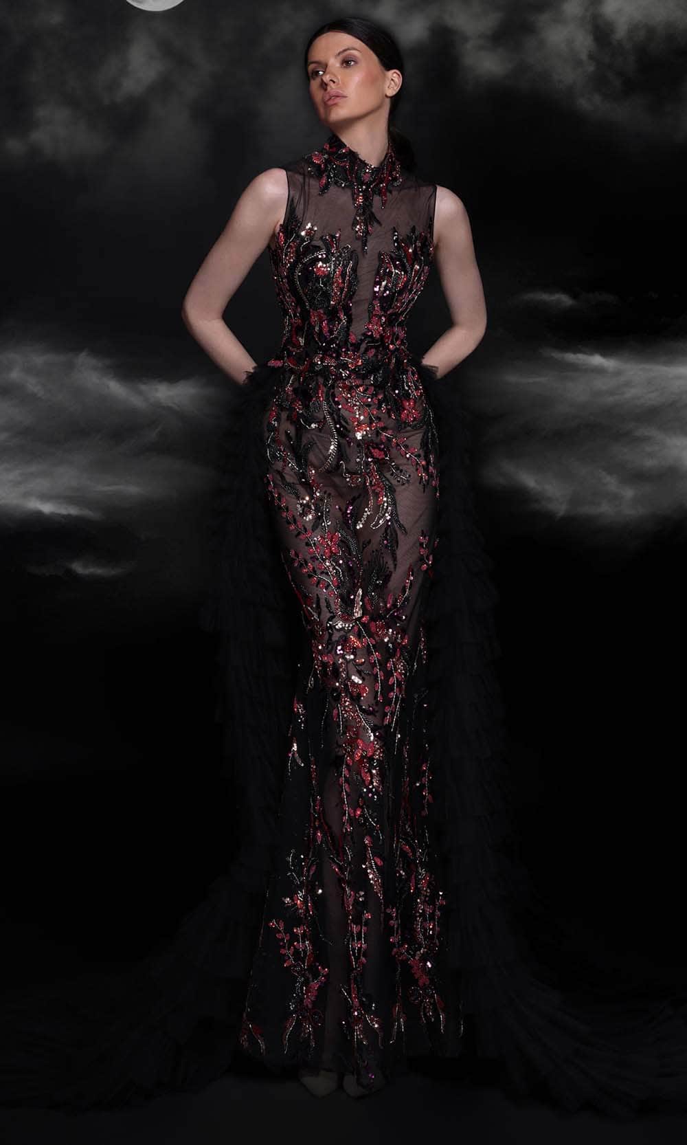 MNM Couture K4099 - Sleeveless Beaded Illusion Evening Gown
