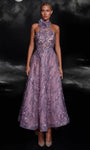 A-line Halter Fall Sleeveless Lace Natural Waistline Illusion Backless Back Zipper Applique Beaded Prom Dress