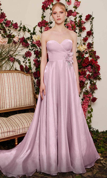 A-line Strapless Sweetheart Floor Length Ruched Beaded Applique Fitted Floral Print Natural Waistline Evening Dress/Pageant Dress/Prom Dress with a Court Train