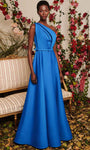 Sophisticated A-line Floor Length Fall One Shoulder Sleeveless Asymmetric Belted Natural Waistline Dress