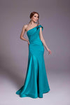 Sophisticated Strapless Natural Waistline Mermaid Back Zipper Belted Asymmetric Off the Shoulder One Shoulder Dress