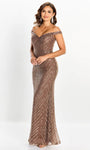 Sophisticated Sweetheart Floor Length Natural Waistline Off the Shoulder Fitted Back Zipper Sequined Beaded Tulle Sheath Sheath Dress