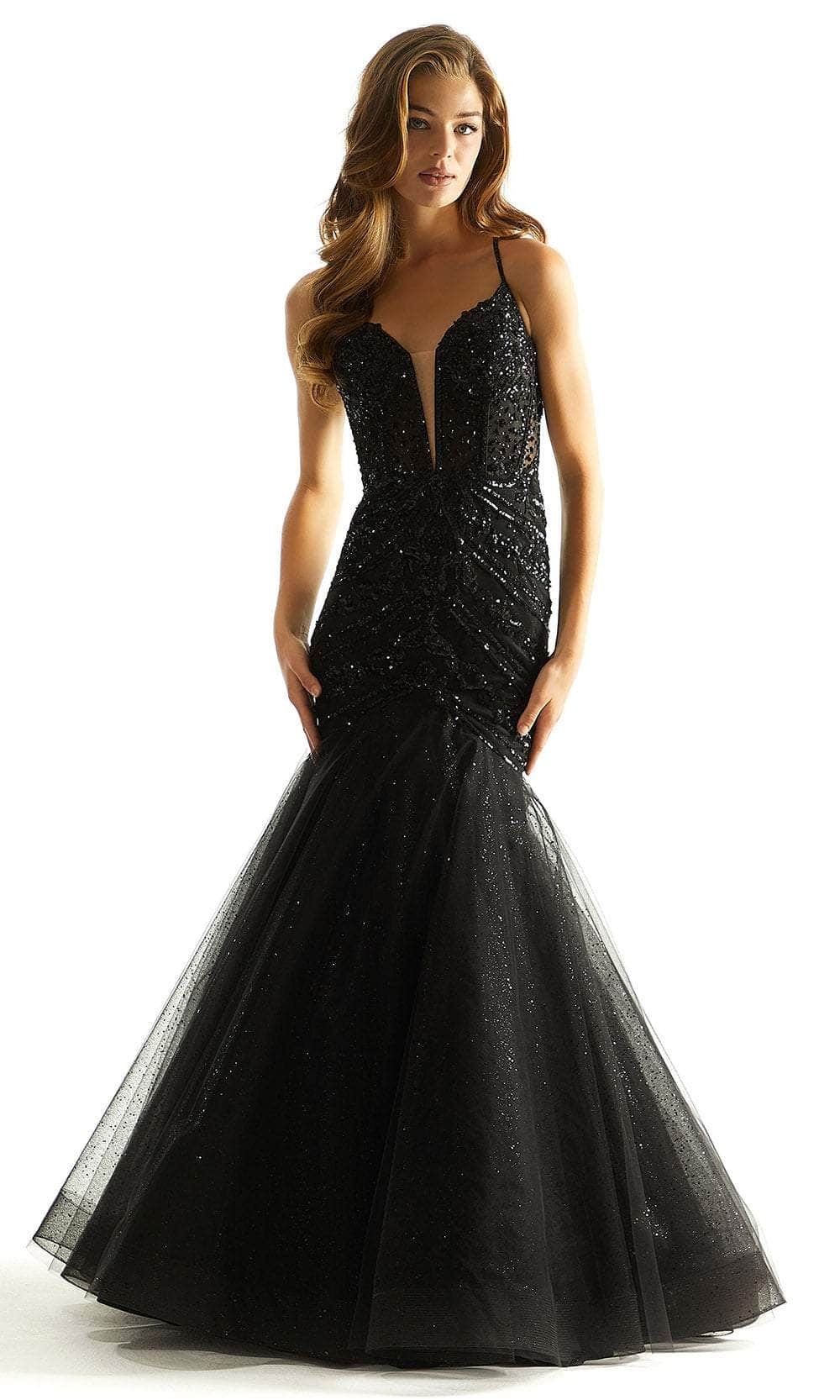 Mori Lee 49014 - Plunging Beaded Prom Dress
