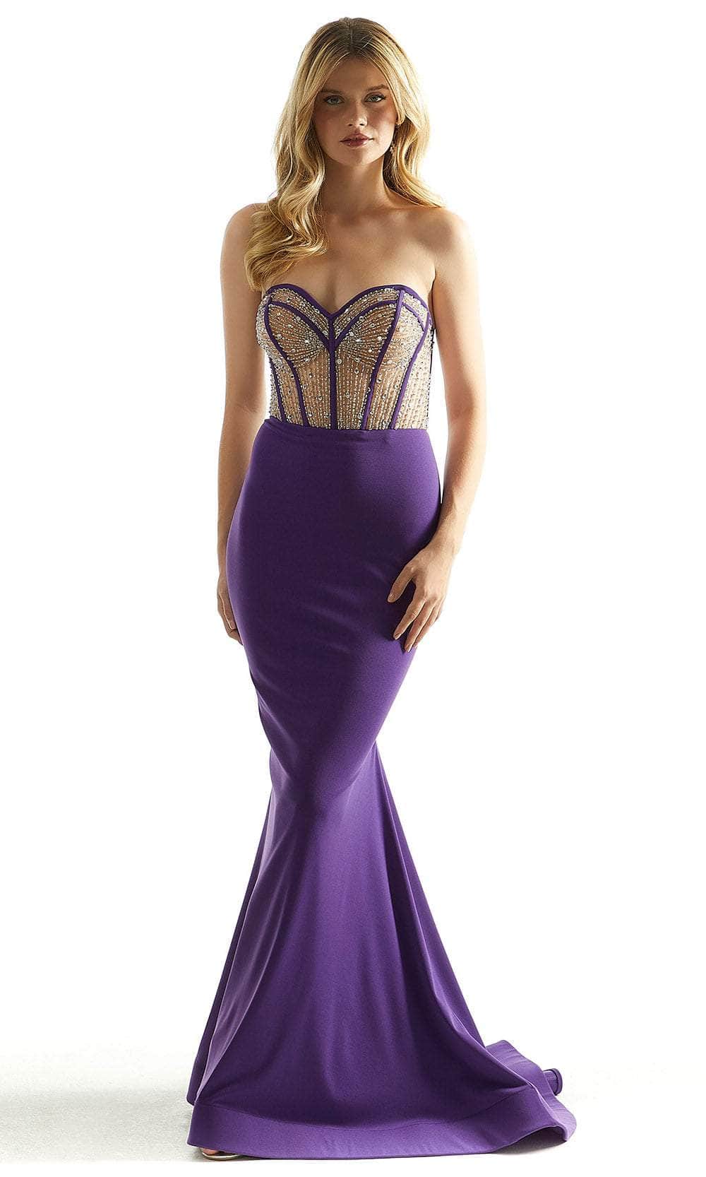 Mori Lee 49035 - Crystal Beads Fitted Prom Dress
