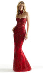 Strapless Sweetheart Sleeveless Sheath Floor Length Natural Waistline Fitted Lace-Up Open-Back Sequined Illusion Sheath Dress/Prom Dress/Party Dress with a Court Train with a Brush/Sweep Train