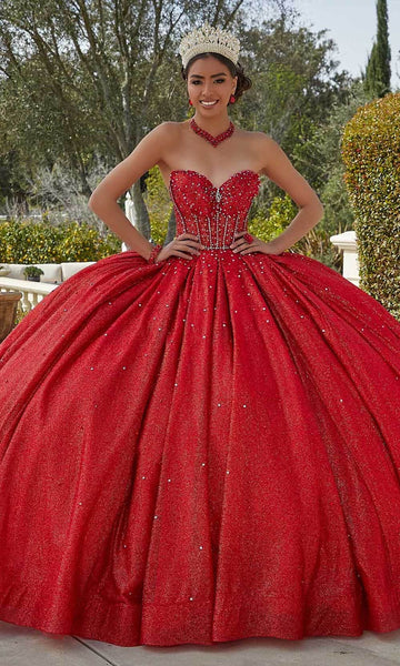Strapless Beaded Lace-Up Crystal Glittering Sweetheart Tulle Corset Natural Waistline Ball Gown Dress With a Bow(s) and Rhinestones