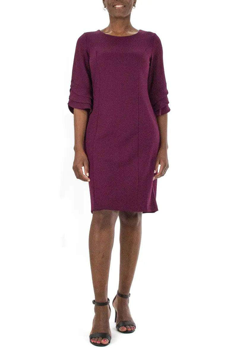 Nina Leonard L1040A - Quarter Sleeve Sheath Dress
