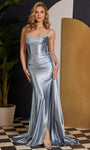 Cowl Neck Sweetheart Sleeveless Spaghetti Strap Slit Beaded Open-Back Sheath Corset Natural Waistline Sheath Dress/Evening Dress with a Brush/Sweep Train With Rhinestones and a Sash