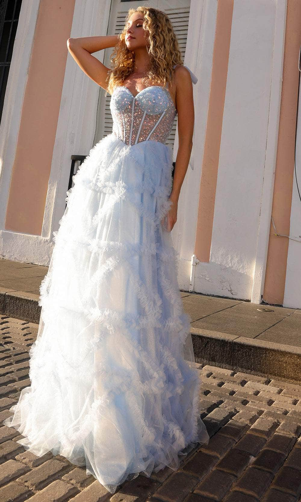 Nox Anabel T1340 - Sweetheart Ruffled A-Line Prom Dress
