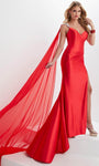 Mermaid Sweetheart Natural Waistline Jeweled Slit Evening Dress with a Court Train With a Sash