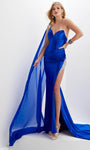 Sweetheart Natural Waistline Slit Jeweled Mermaid Evening Dress with a Court Train With a Sash