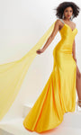 Mermaid Natural Waistline Jeweled Slit Sweetheart Evening Dress with a Court Train With a Sash