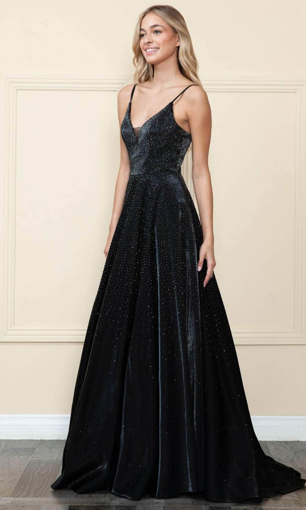 Poly USA 8888 - Illusion V Neck Gown
