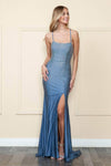 Sexy Lace-Up Open-Back Slit Beaded Corset Natural Waistline Jersey Mermaid Scoop Neck Spaghetti Strap Prom Dress with a Brush/Sweep Train With Rhinestones