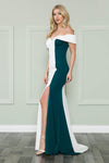 Sophisticated Off the Shoulder Two-Toned Print Sheath Slit Back Zipper Asymmetric Natural Waistline Sheath Dress/Evening Dress with a Brush/Sweep Train