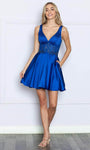 Sophisticated A-line V-neck Cocktail Short Elasticized Natural Waistline Sleeveless Pocketed Back Zipper V Back Dress