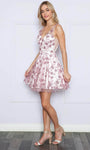 A-line Cocktail Short Sleeveless Natural Waistline Sheer Fitted Sequined Fit-and-Flare Sweetheart Floral Print Homecoming Dress