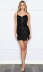 Sophisticated Corset Natural Waistline Cocktail Short Sheath Sweetheart Open-Back Lace-Up Beaded Slit Sheer Sequined Mesh Sleeveless Spaghetti Strap Sheath Dress/Homecoming Dress/Party Dress