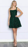 Sophisticated A-line Sleeveless Cocktail Short Natural Waistline Fit-and-Flare Open-Back Fitted Sequined Pocketed Square Neck Homecoming Dress