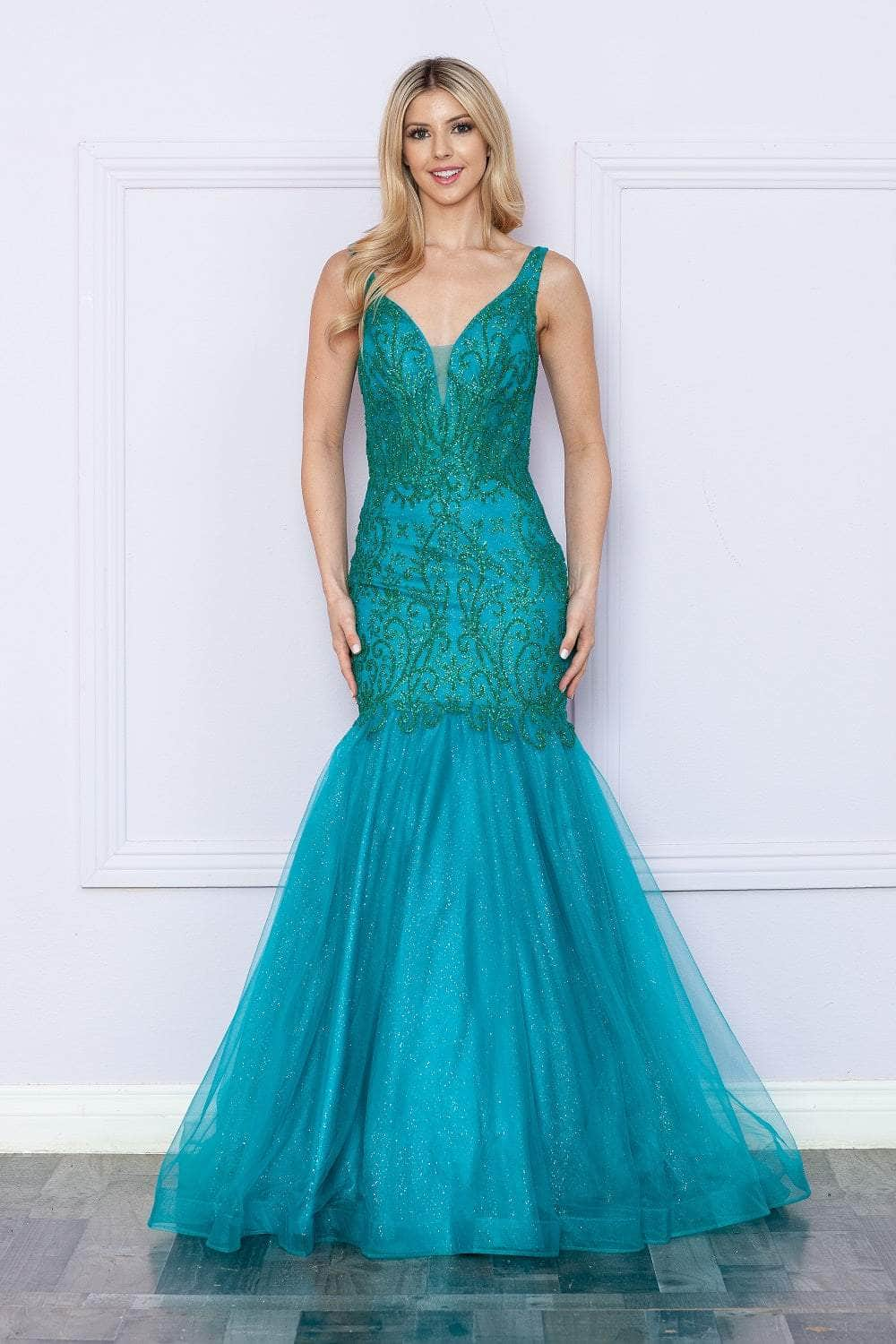 Poly USA 9388 - Sleeveless Glitter Mermaid Prom Dress
