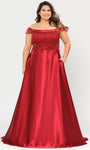 Off Shoulder Embroide Plus Prom Dress