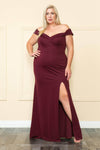 Plus Size Sexy Slit Draped Jersey Sweetheart Floor Length Natural Waistline Sheath Off the Shoulder Sheath Dress/Prom Dress