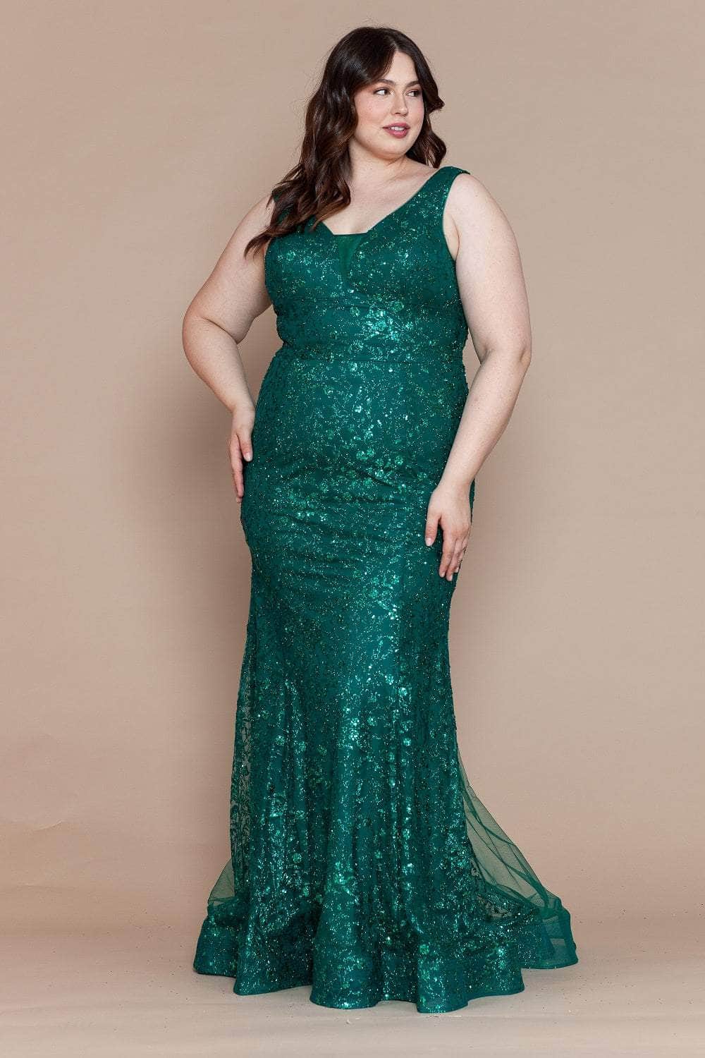 Poly USA W1136 - Sleeveless Mermaid Plus Prom Dress
