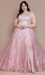 Pearl Beaded Plus Prom Dress