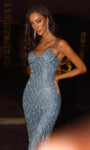 Sweetheart Sheath Spaghetti Strap Corset Natural Waistline Glittering Sheath Dress/Evening Dress with a Brush/Sweep Train