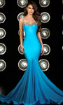 Sexy Mermaid Sweetheart Natural Waistline Beaded Trim Sleeveless Spaghetti Strap Evening Dress with a Brush/Sweep Train