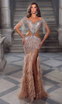 V-neck Floor Length Natural Waistline Sheath Sequined Slit Cutout Fitted Sheath Dress/Party Dress with a Brush/Sweep Train