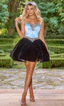 A-line V-neck Strapless Cocktail Above the Knee Basque Princess Seams Waistline Back Zipper Open-Back Gathered Beaded Trim Dress