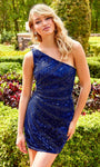 Short Asymmetric Beaded Crystal Natural Waistline Sheath Sleeveless Geometric Print Sheath Dress/Homecoming Dress