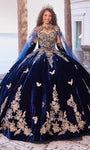 Sophisticated Sweetheart Natural Waistline Floral Print Lace-Up Embroidered Applique Sequined Off the Shoulder Ball Gown Dress with a Chapel Train