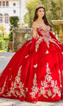 Sophisticated Sweetheart Off the Shoulder Applique Lace-Up Embroidered Sequined Natural Waistline Floral Print Ball Gown Dress with a Chapel Train