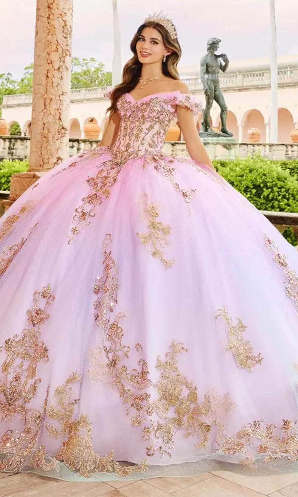Princesa by Ariana Vara PR30152 - 3D Floral Lace-Up Tie Prom Gown
